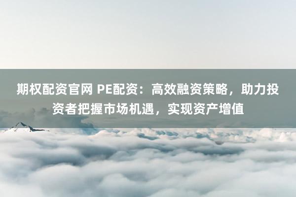 期权配资官网 PE配资：高效融资策略，助力投资者把握市场机遇，实现资产增值