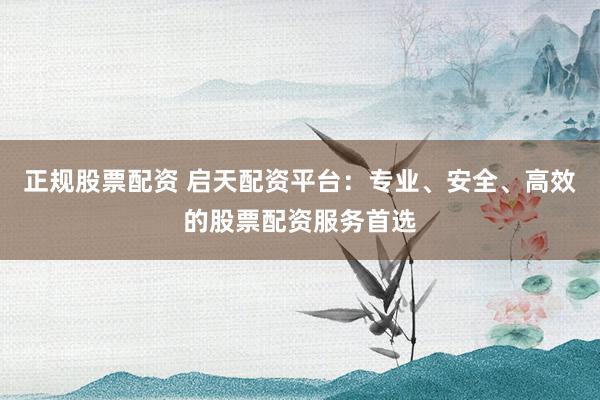 正规股票配资 启天配资平台：专业、安全、高效的股票配资服务首选