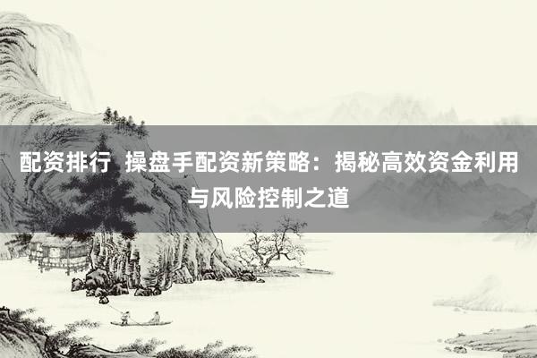 配资排行  操盘手配资新策略：揭秘高效资金利用与风险控制之道