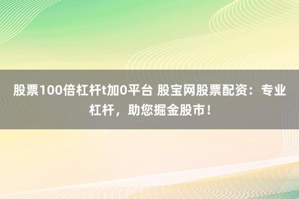 股票100倍杠杆t加0平台 股宝网股票配资：专业杠杆，助您掘金股市！