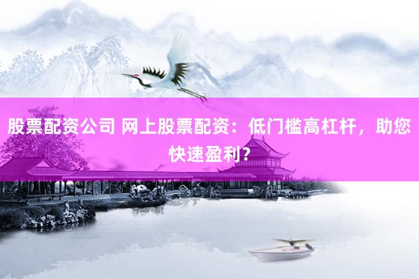 股票配资公司 网上股票配资：低门槛高杠杆，助您快速盈利？