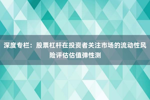 深度专栏：股票杠杆在投资者关注市场的流动性风险评估估值弹性测