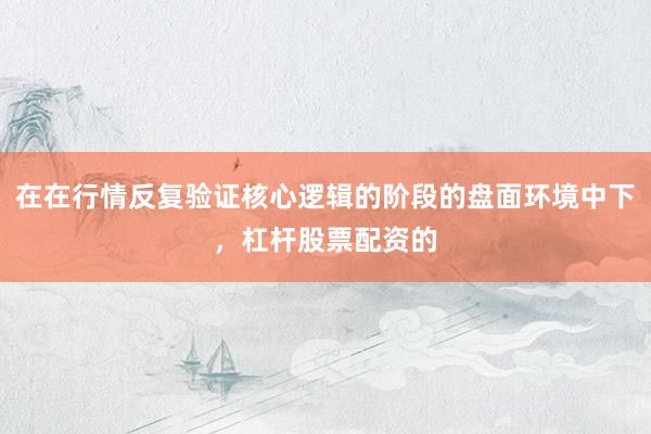 在在行情反复验证核心逻辑的阶段的盘面环境中下，杠杆股票配资的