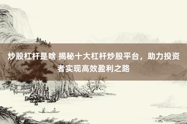 炒股杠杆是啥 揭秘十大杠杆炒股平台，助力投资者实现高效盈利之路