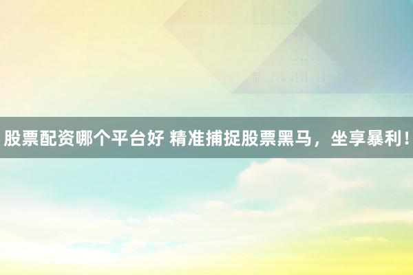 股票配资哪个平台好 精准捕捉股票黑马，坐享暴利！