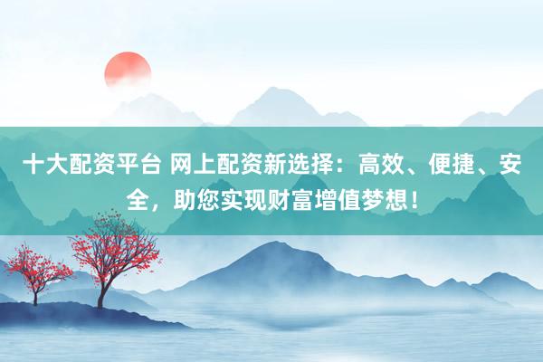 十大配资平台 网上配资新选择：高效、便捷、安全，助您实现财富增值梦想！