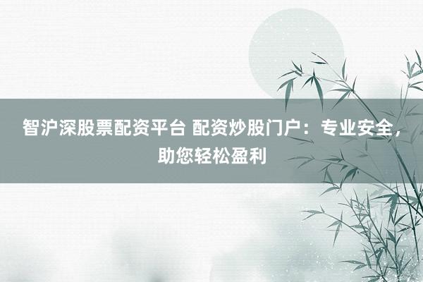 智沪深股票配资平台 配资炒股门户：专业安全，助您轻松盈利