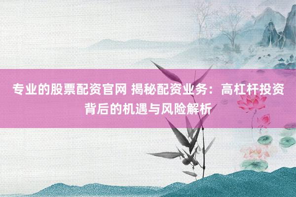 专业的股票配资官网 揭秘配资业务:高杠杆投资背后的机遇与风险解析