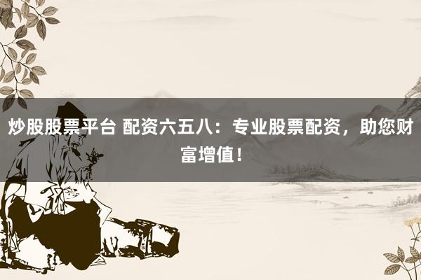 炒股股票平台 配资六五八:专业股票配资,助您财富增值!