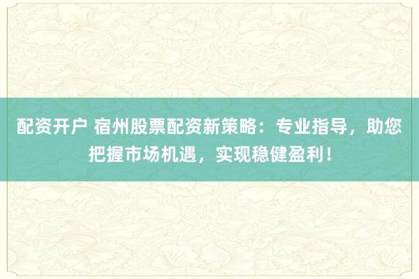 配资开户 宿州股票配资新策略：专业指导，助您把握市场机遇，实现稳健盈利！